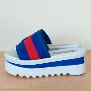 Stella McCartney Blue and Red Platform Slide Sandals